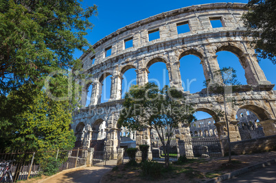 Ancient Roman amphitheater in Pula, Croatia. UNESCO world herita