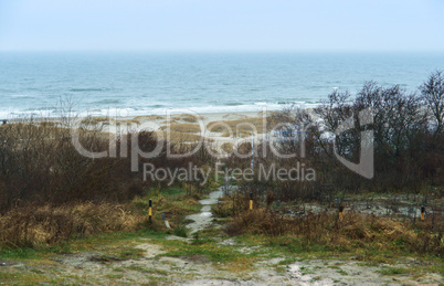 sea, the hill over the lake, overcast, lonely, fall