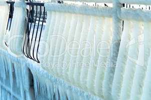 ice, winter, frost, ice, floe, cold, fence, fence, railing