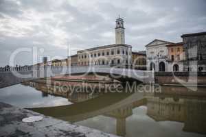 PISA, ITALY- OCTOBER 22 ,2016 Architecture of Pisa city with tra