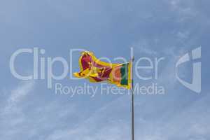 Sri Lanka flag on blue sky background