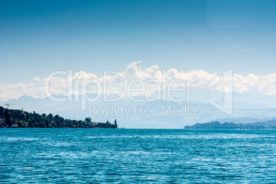 Lake Zurich with alps