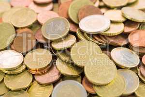 Heap of assorted Euro coins