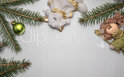 White wooden background with Christmas decoration