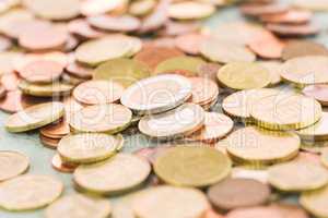 Heap of assorted Euro coins