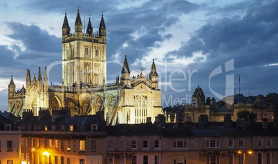 Bath Abbey in Bath at night