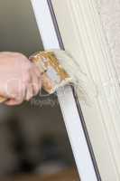 Professional Painter Cutting In With Brush to Paint House Door F