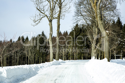 Winter scenery with snowy street