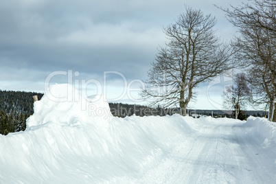 Winter scenery with snowy street