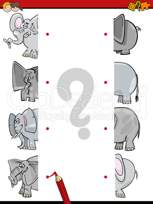 match the elephants halves