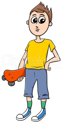 teen boy with skateboard cartoon