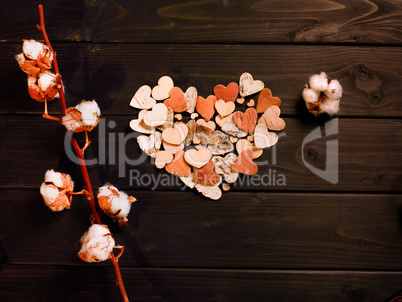 Paper hearts and cotton flowers