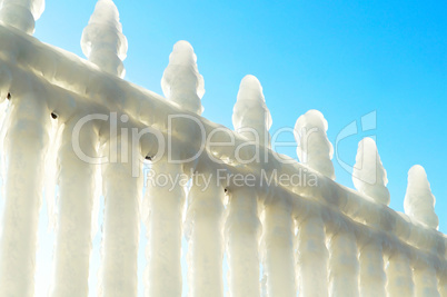 ice, winter, frost, ice, floe, cold, icicles, fence, fence, railing