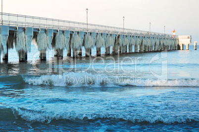 ice, winter, frost, ice, floe, cold, icicles, fence, fence, railing