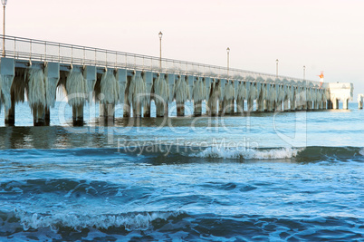 ice, winter, frost, ice, floe, cold, icicles, fence, fence, railing