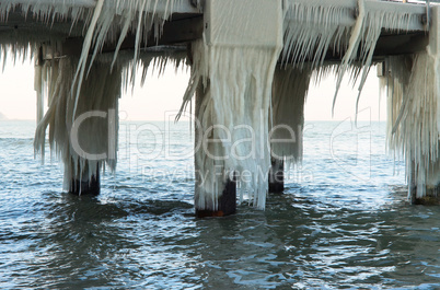 ice, winter, frost, ice, floe, cold, icicles, fence, fence, railing