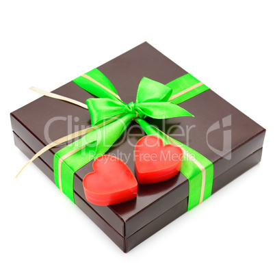 gift wrap and heart isolated on white background