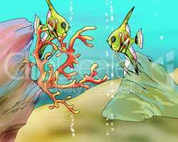 Coral Fishes Underwater Illustration
