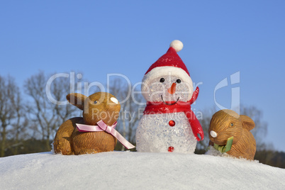 Osterhase trifft Schneemann