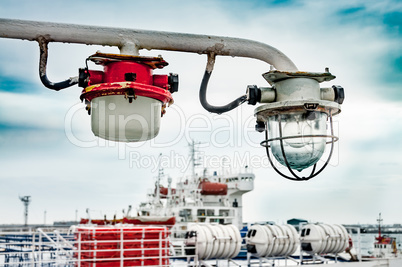 Old lantern light on a ship isolated