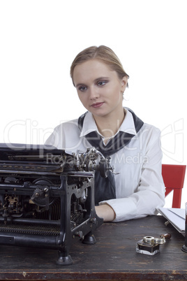 Young girl typist