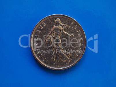 5 francs coin, France over blue