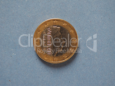 1 euro coin, European Union, Luxembourg over blue