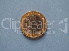1 euro coin, European Union, Luxembourg over blue