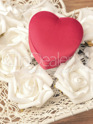 Red heart shaped gift box