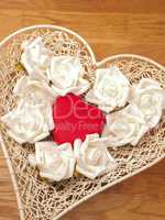 Heart shaped gift box with roses