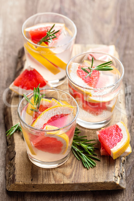 Refreshing drink, grapefruit and rosemary cocktail
