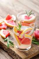 Refreshing drink, grapefruit and rosemary cocktail