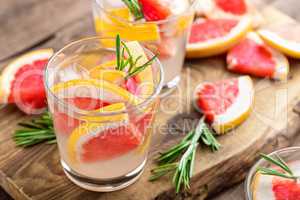 Refreshing drink, grapefruit and rosemary cocktail