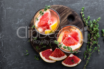 Refreshing drink, grapefruit and thyme cocktail