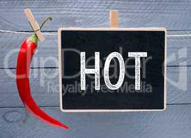 Hot Chili with chalkboard and text