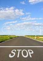 Stop - Road with text