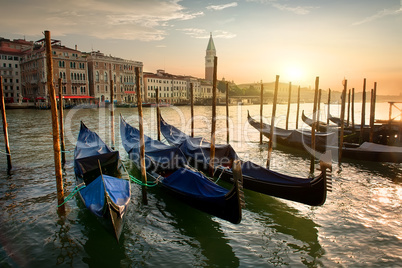 Gondolas and sunset