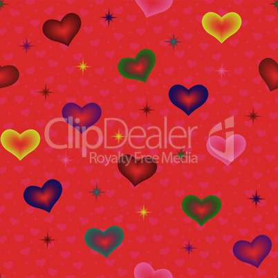 Valentine seamless pattern with colourful hearts