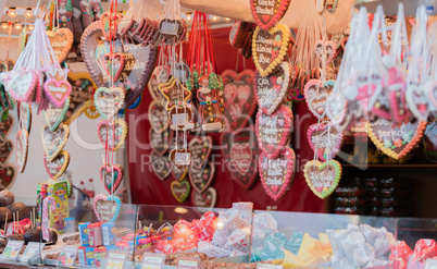 Gingerbread heart, candy stand at the Hamburg Christmas Market