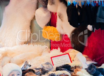 Fur and fur sales at the Christmas market in Hamburg