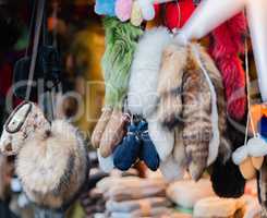 Fur and fur sales at the Christmas market in Hamburg