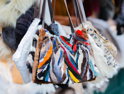 Fur and fur sales at the Christmas market in Hamburg