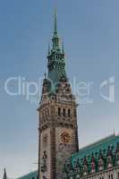 City hall market in Hamburg before blue sky