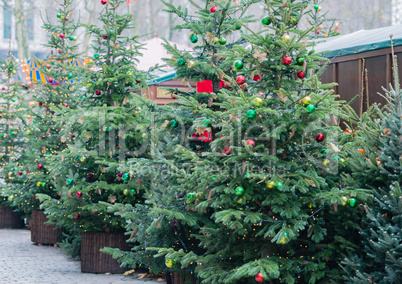 Decorated Christmas tree with Christmas balls for Christmas