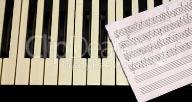 Keyboards with music sheet and pen