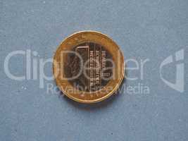 1 euro coin, European Union, Netherlands over blue
