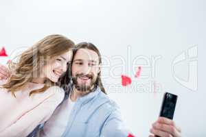 Couple in love taking selfie