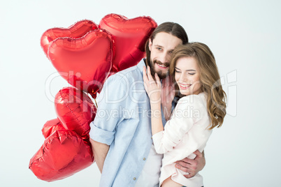 Couple with air balloons