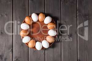 Chicken eggs on plate