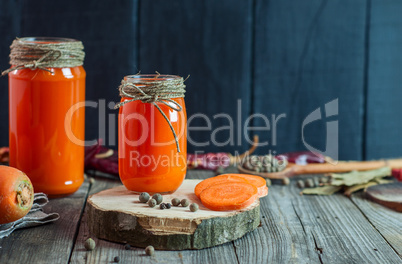 Freshly prepared homemade carrot juice